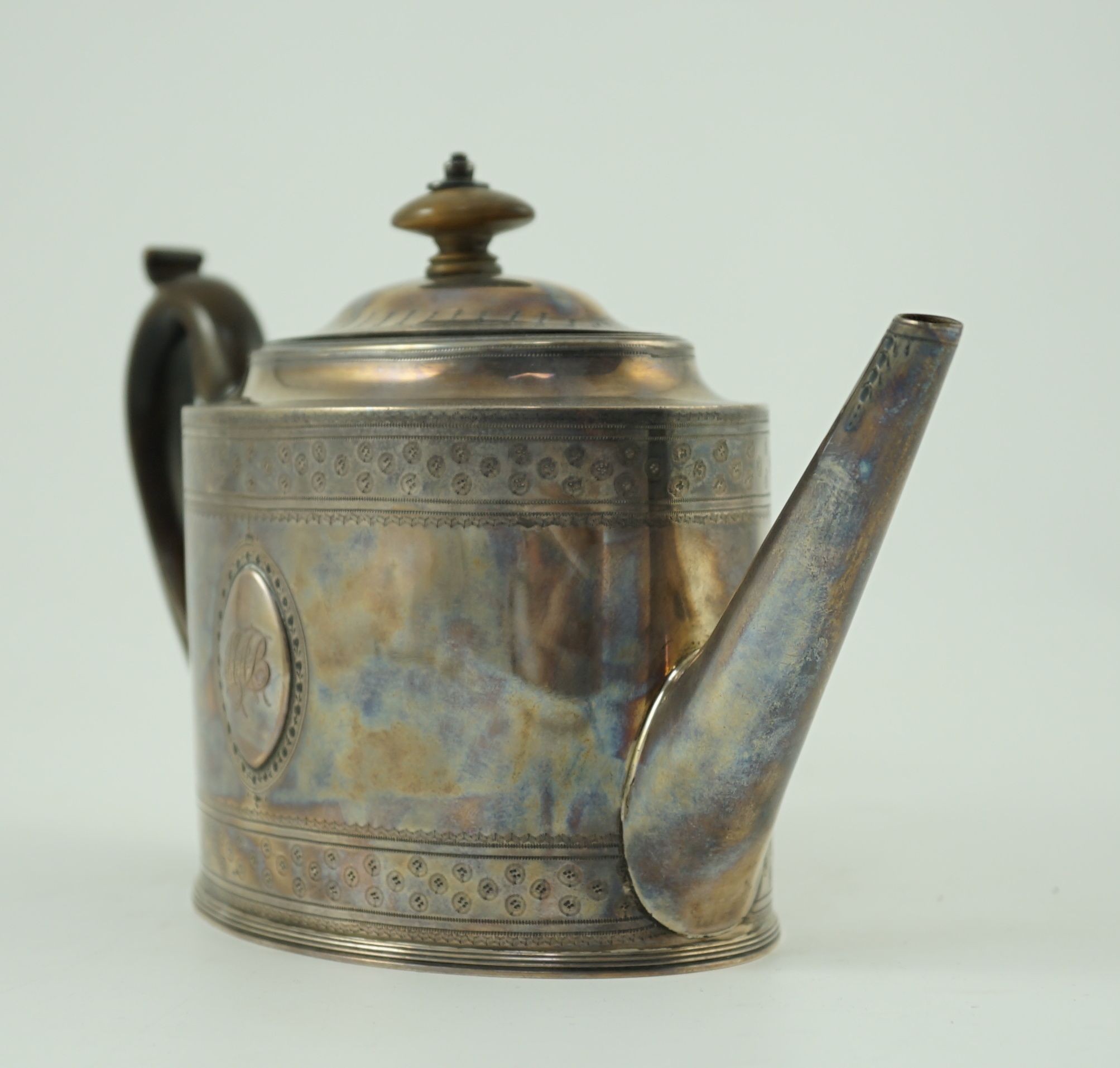 A George III silver oval teapot, by Hester Bateman